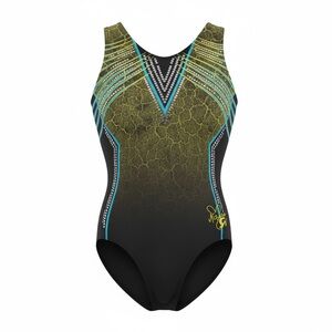 Vibrant Black and Green Kids Dance Leotard